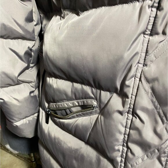 Michael Kors Puffer Coat Size Large Gray Womens Hooded Grey Polyester - Picture 13 of 16